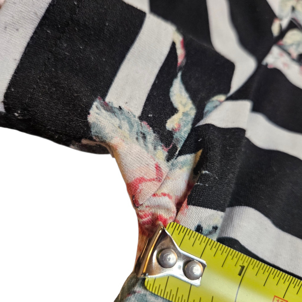 LuLaRoe Jessie Dress XS Black White Pink Floral Stripe Swing Dress Pockets - Picture 7 of 9